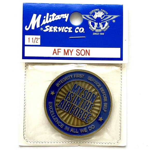 My Son Is In The Air Force Full Color Enamel Challenge Coin & Plastic Case 1.5" - Picture 2 of 3